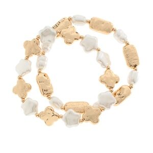 2 Row Clover & Star Linked Bracelet